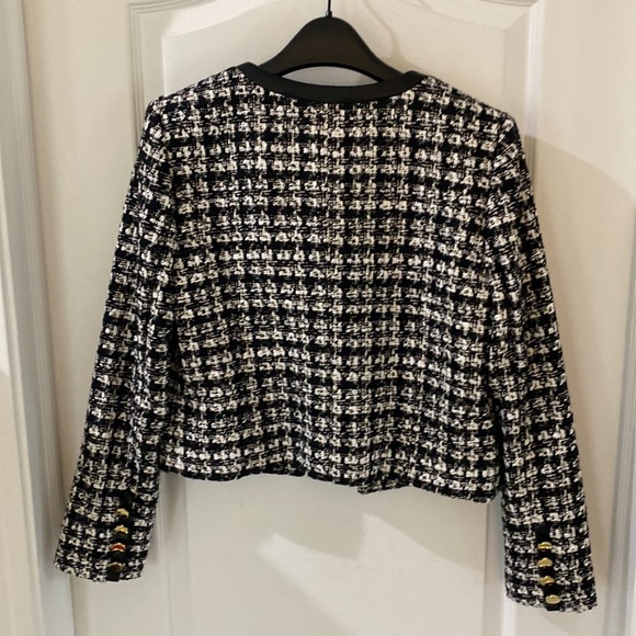 Alice and Olivia Donita tweed and vegan leather jacket - Picture 5 of 13